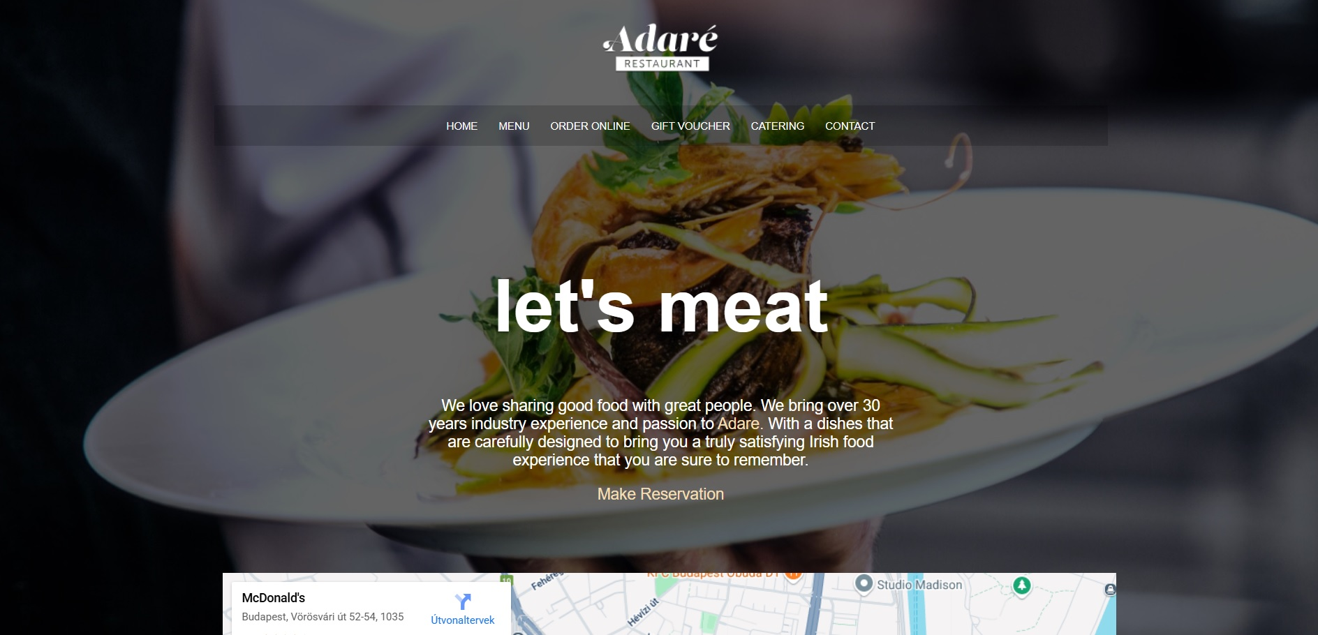 restaurant landing page image